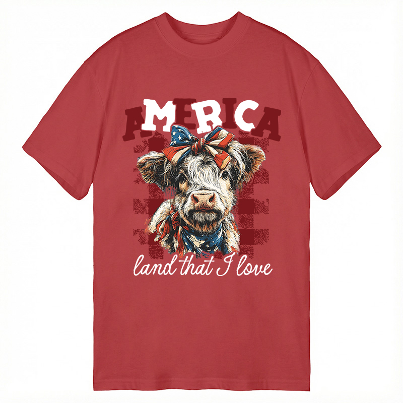 Modecanvas America Cow DTG Printing Classic T-Shirt-modecanvas