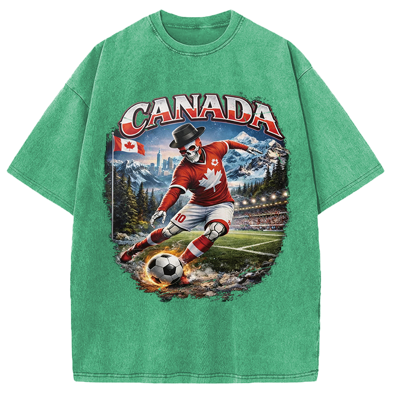 Modecanvas Canada Soccer Vintage DTG Printing Washed T-Shirt