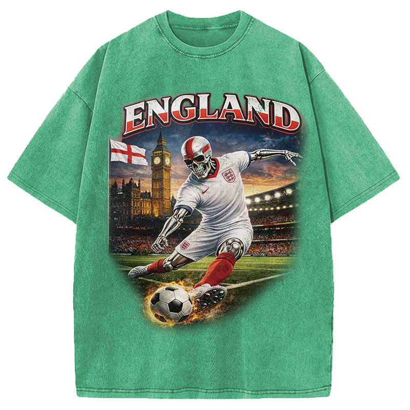 Modecanvas England Soccer DTG Printing Washed T-Shirt