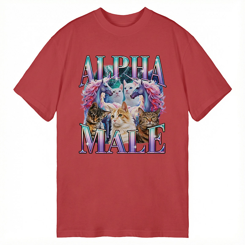 Modecanvas Alpha Male Unicorn Cat DTG Printing Classic T-Shirt-modecanvas
