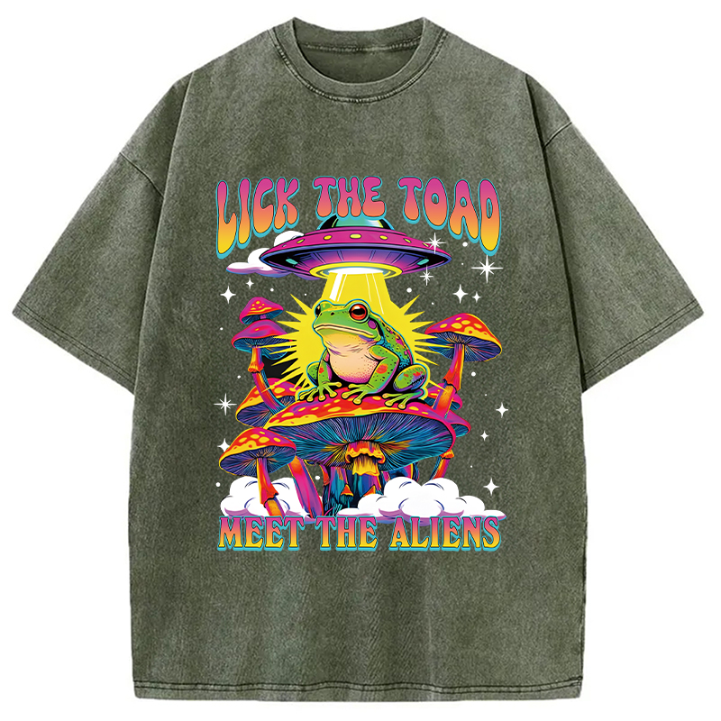 Modecanvas Lick The Toad DTG Printing Washed T-Shirt
