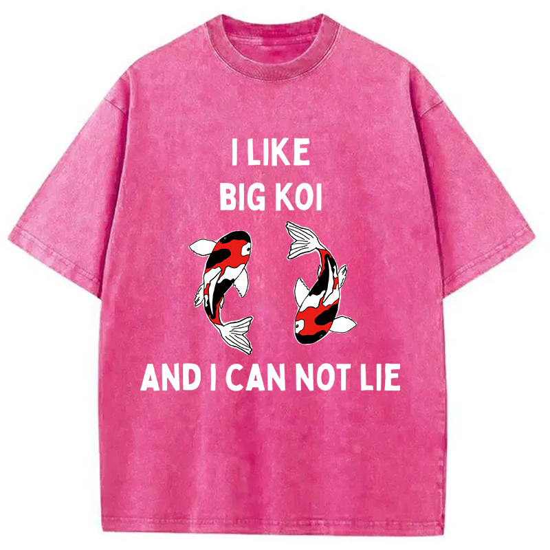 Modecanvas Vintage Koi Fish I Like Big Koi Washed T-Shirt