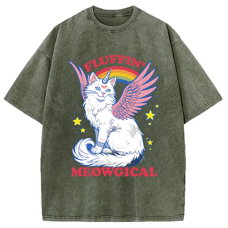 Modecanvas Fluffin Meowgical DTG Printing Washed T-Shirt