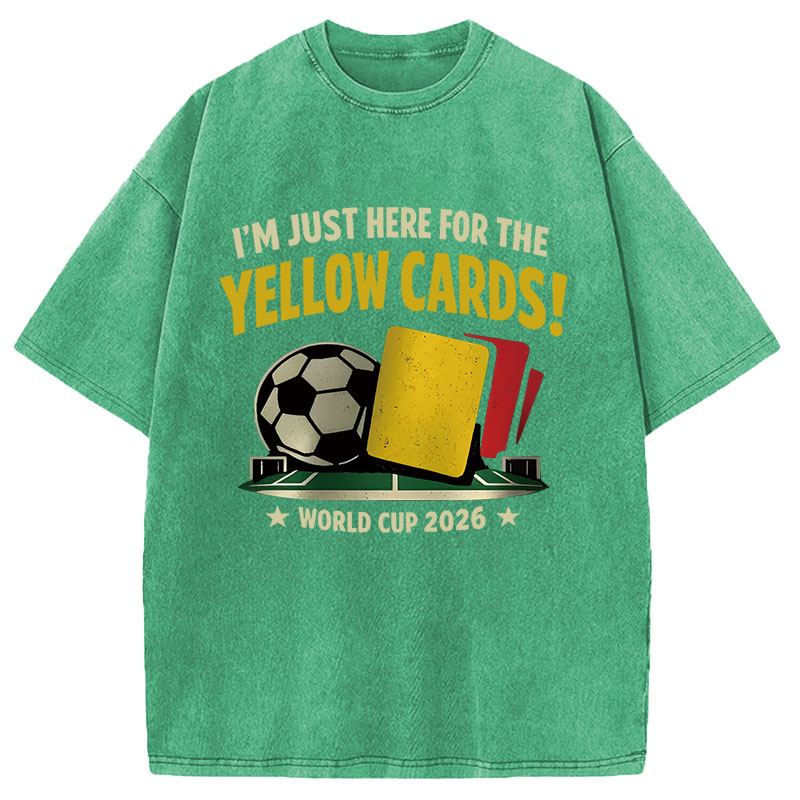 Modecanvas Funny Yellow Card Soccer DTG Printing Washed T-Shirt
