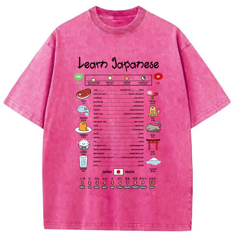Modecanvas Learn Japanese Washed T-Shirt