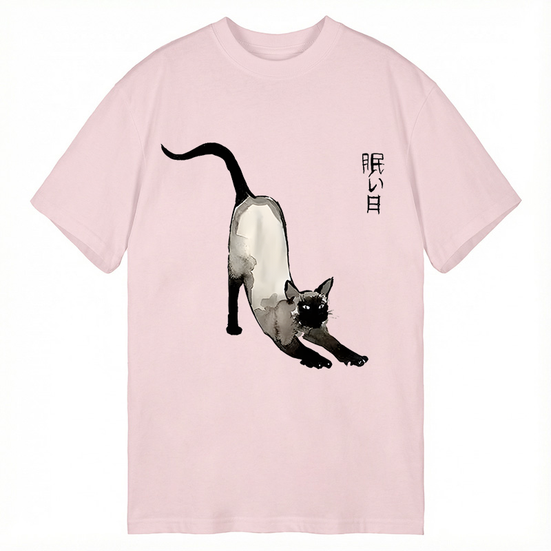 Modecanvas Japanese Siamese Cat DTG Printing Classic T-Shirt-modecanvas