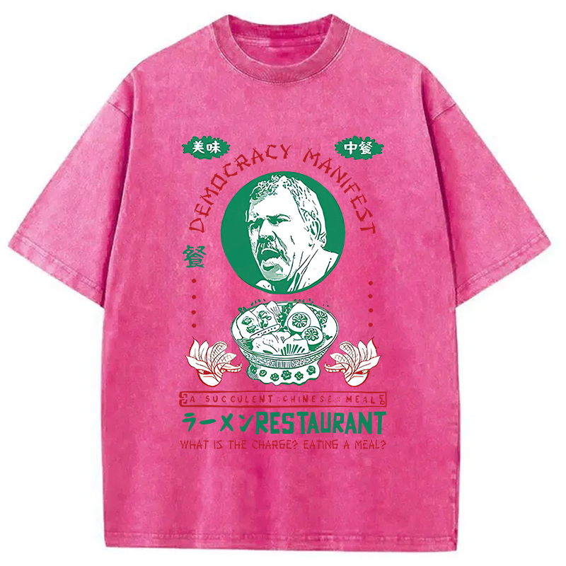 Modecanvas Delicious Chinese Food Washed T-Shirt-modecanvas