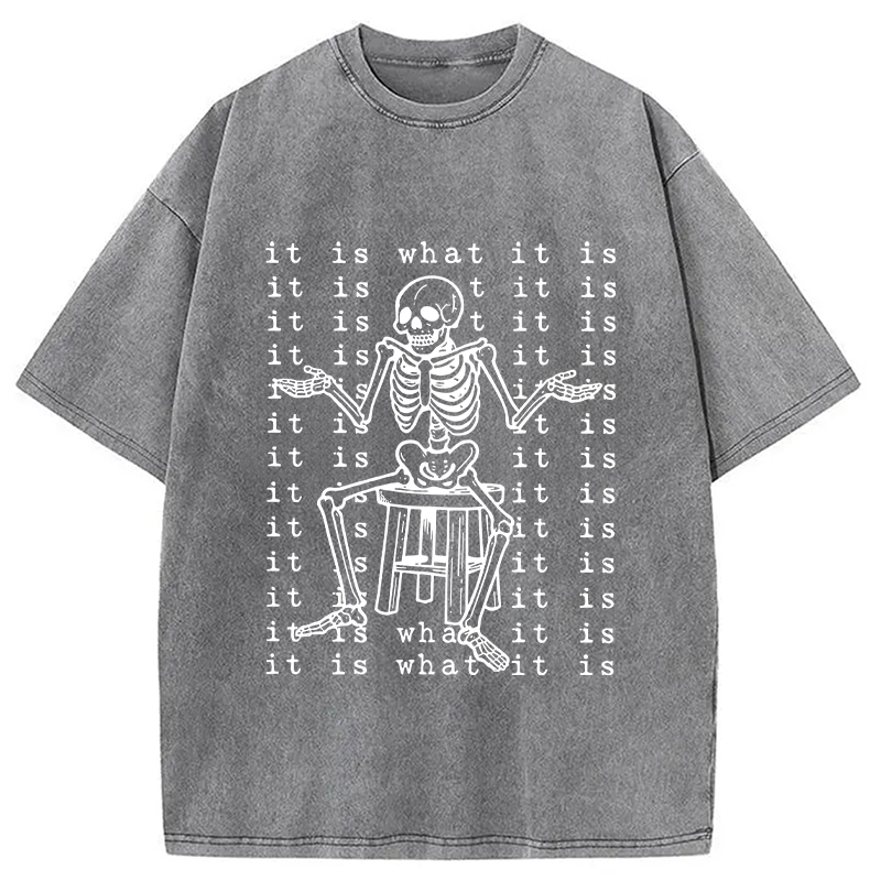 Modecanvas Helpless Skeleton DTG Printing Washed T-Shirt-modecanvas