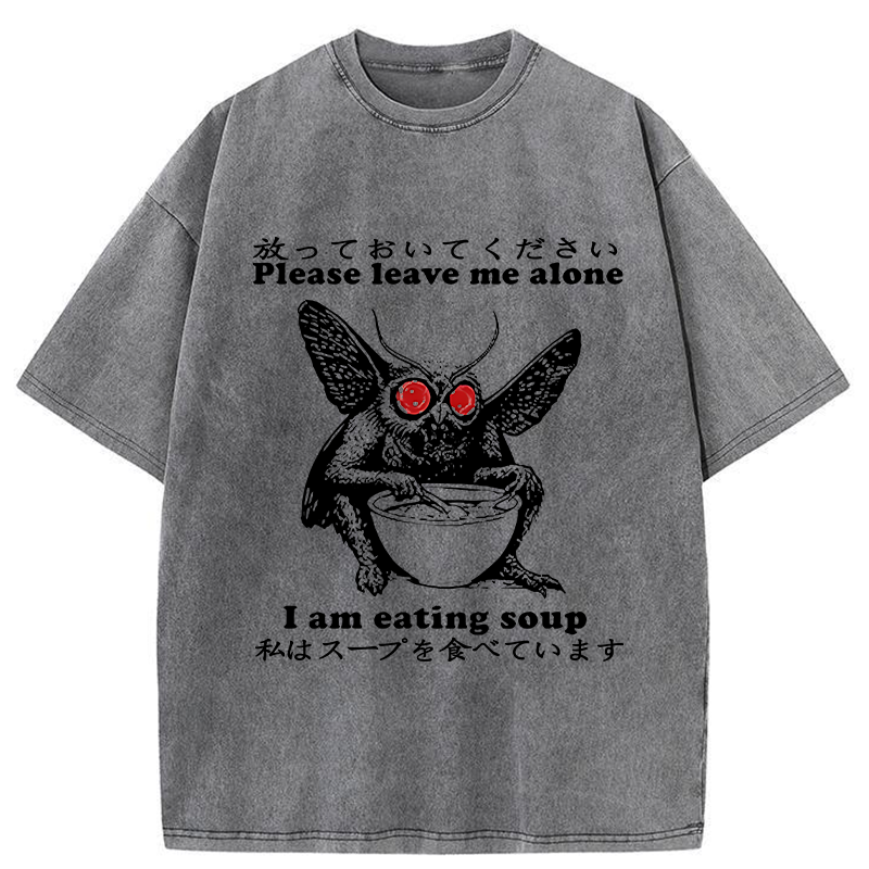 Modecanvas Don't Bother The Mothman Washed T-Shirt-modecanvas