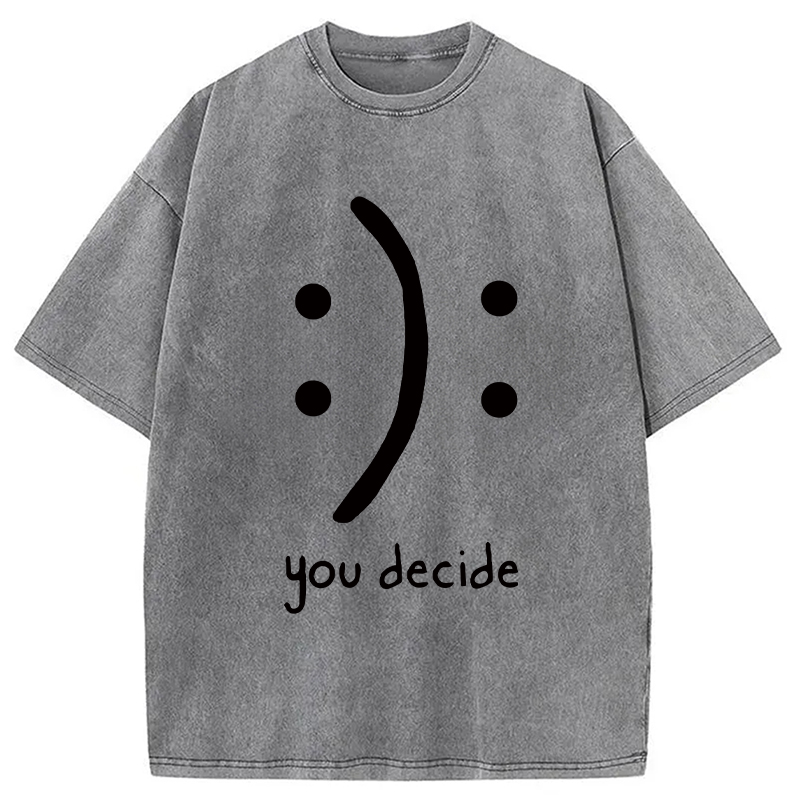Modecanvas Laugh Or Sad Washed T-Shirt