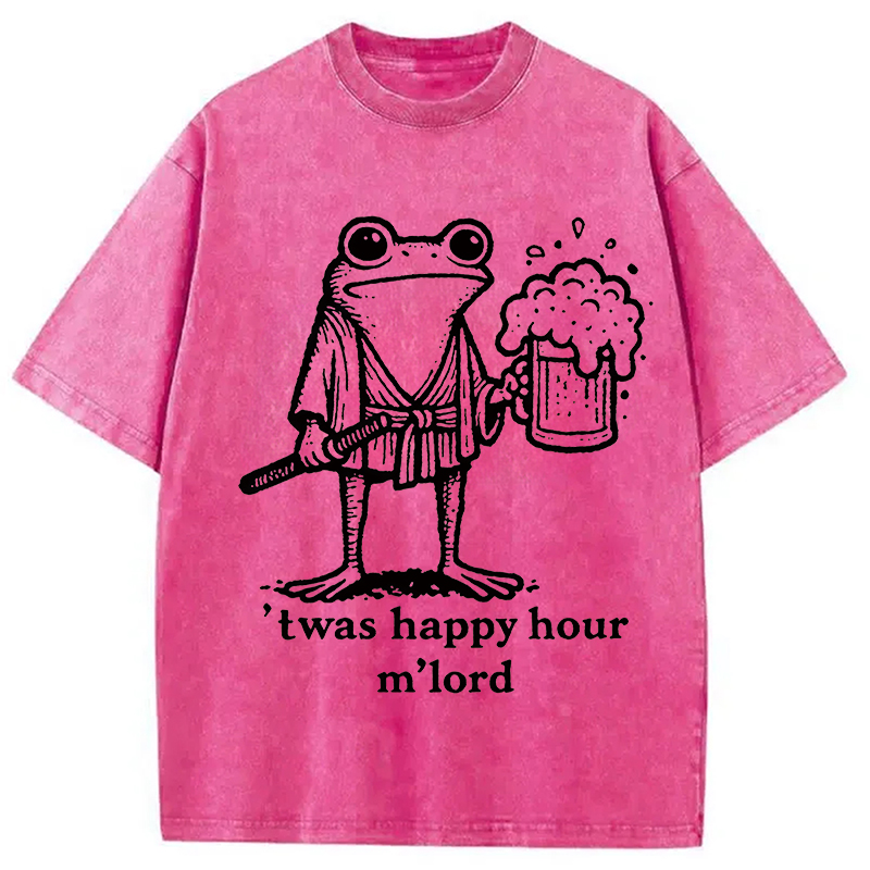 Modecanvas Happy Hour Frog Washed T-Shirt