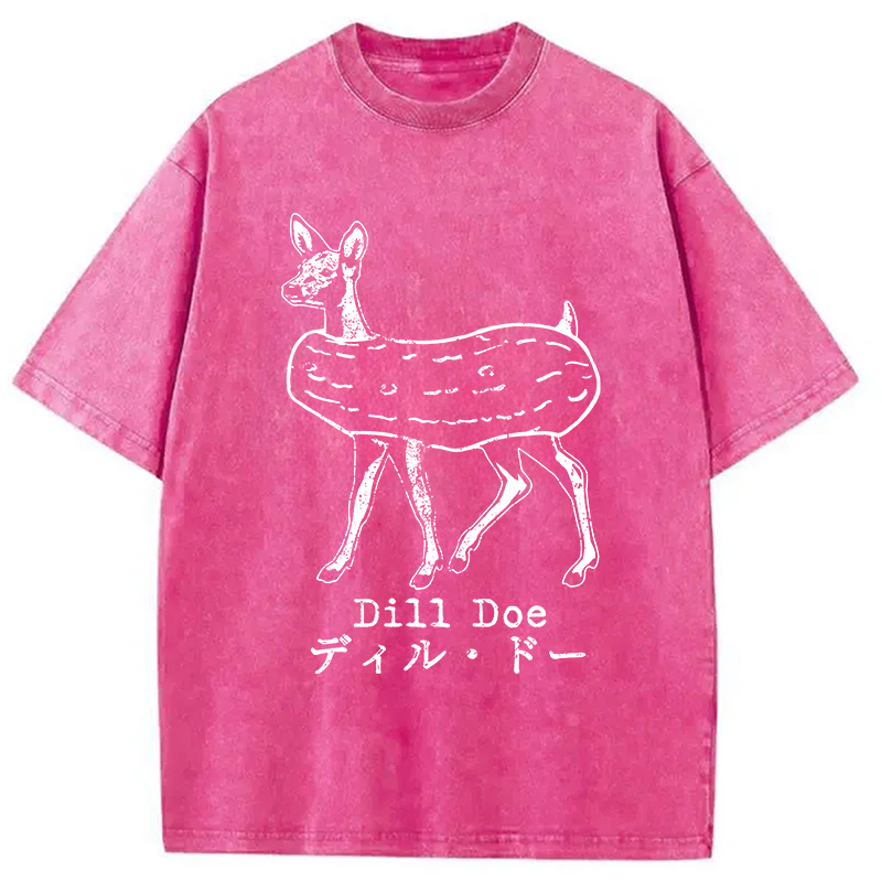 Modecanvas Cucumber Deer Washed T-Shirt-modecanvas
