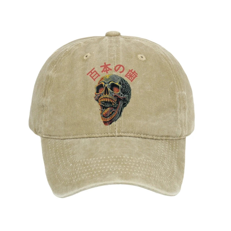 Modecanvas Terrifying And Disgusting Skull Washed Cap-modecanvas