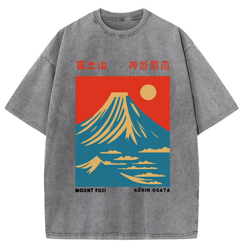 Modecanvas Mount Fuji Vintage Washed T-Shirt-modecanvas