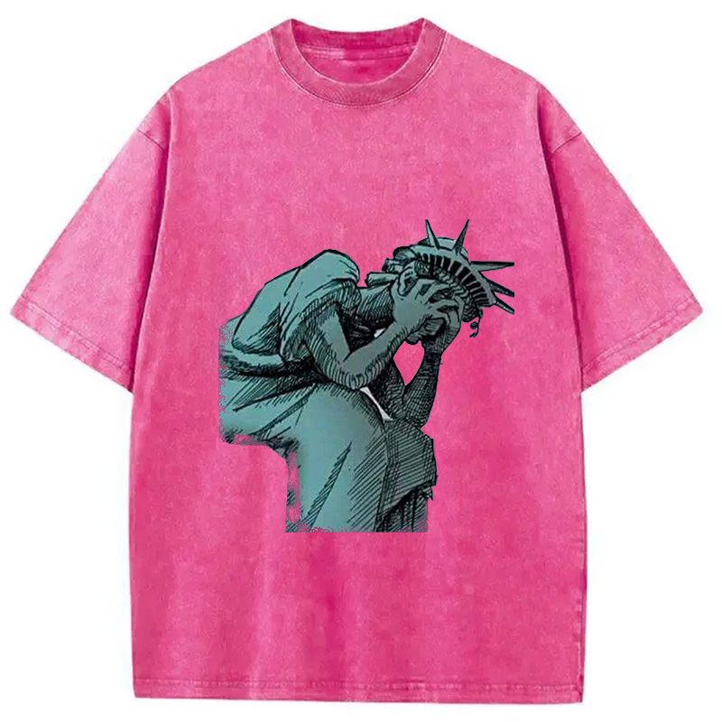 Modecanvas Lady Liberty Flaming Fist Washed T-Shirt
