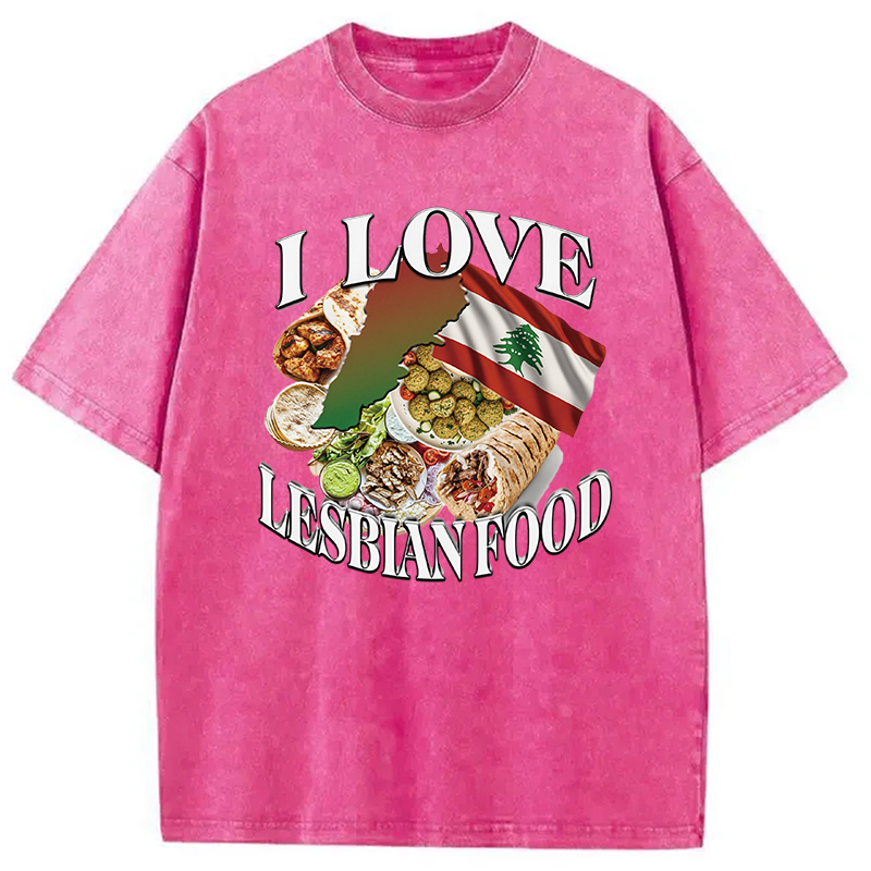 Modecanvas I Love Lesbian Food Washed T-Shirt