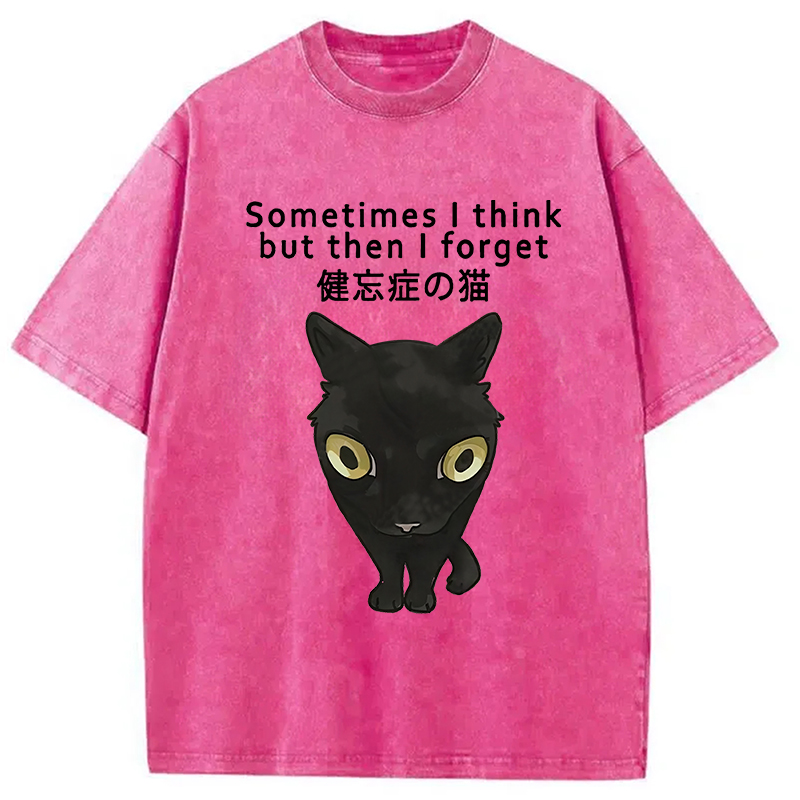 Modecanvas Amnesiac Cat Washed T-Shirt-modecanvas