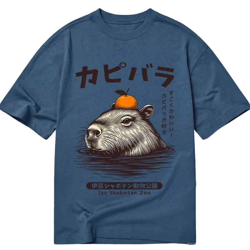Modecanvas Capybara Hot Spring DTG Printing Classic T-Shirt-modecanvas
