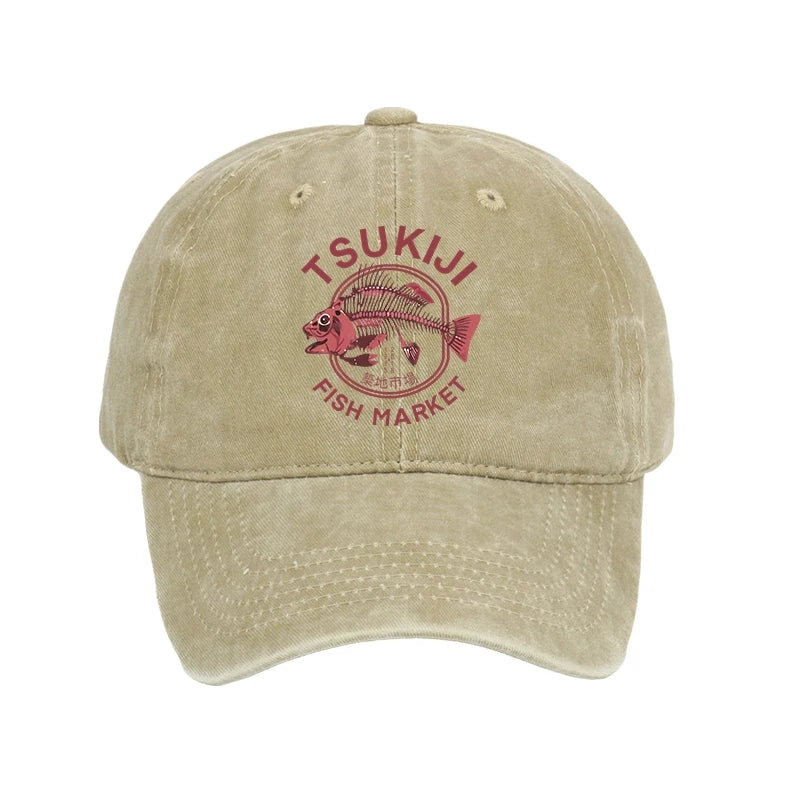 Modecanvas Tokyo Tsukiji Fish Market Vintage Japan Washed Cap-modecanvas