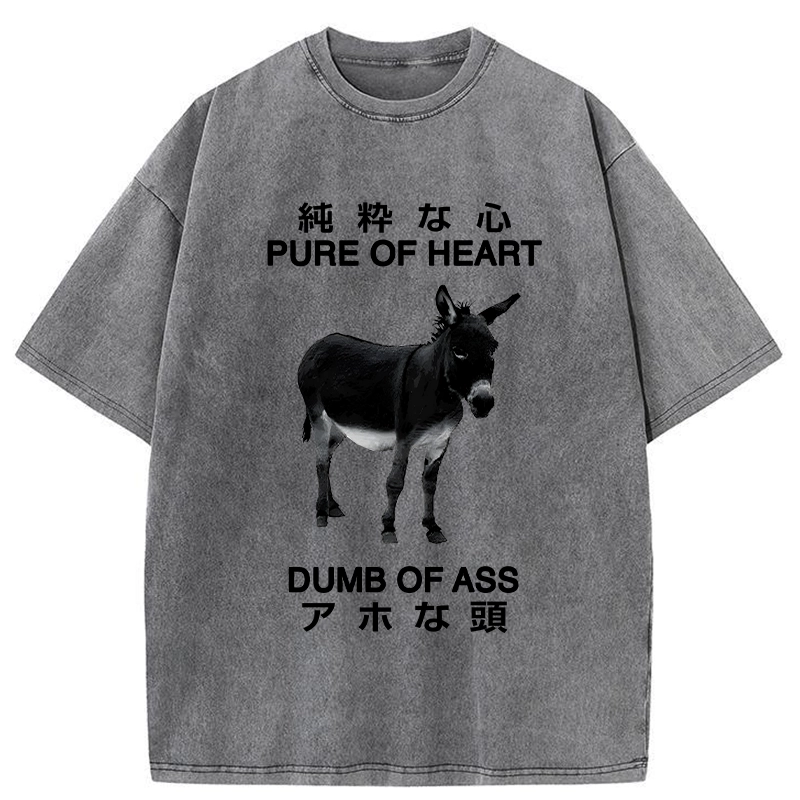 Modecanvas Pure Of Heart Dumb Of Ass Washed T-Shirt-modecanvas