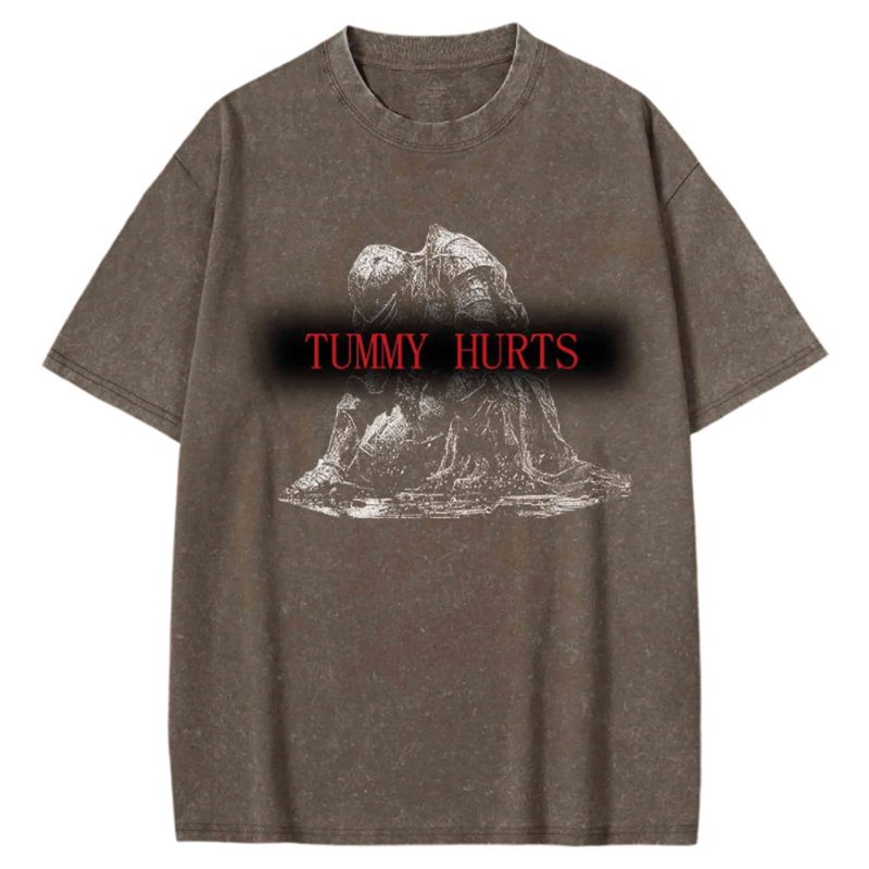 Modecanvas Retro Tummy Hurts Washed T-shirt