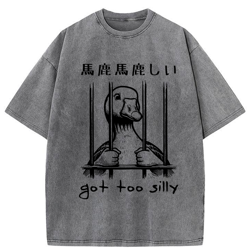 Modecanvas Got Too Silly Washed T-Shirt-modecanvas