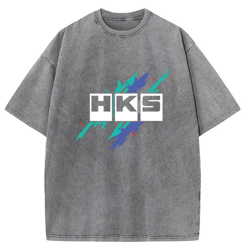 Modecanvas HKS Drifting Drag JDM Washed T-Shirt-modecanvas