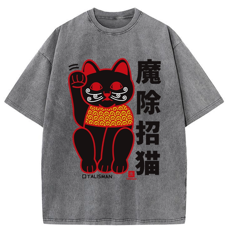 Modecanvas Magic Lucky Cat Washed T-Shirt