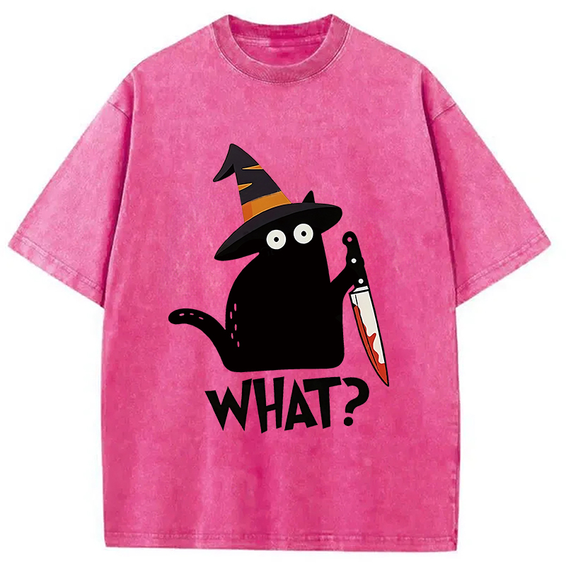 Modecanvas Halloween Back Cat Washed T-Shirt
