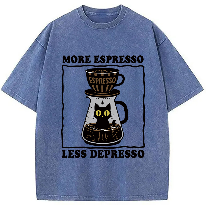 Modecanvas Cats And Coffee Washed T-Shirt