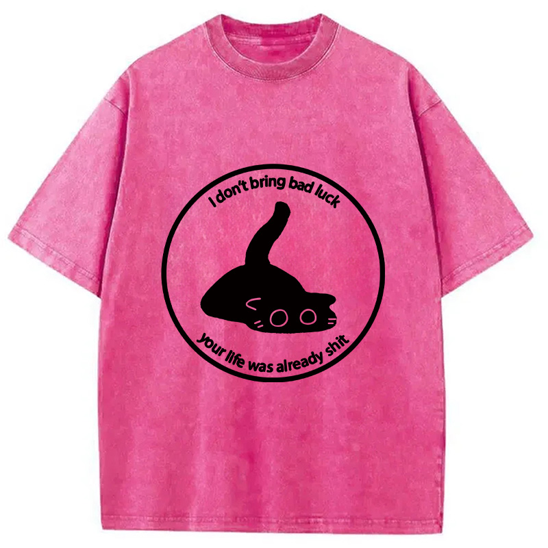 Modecanvas Cat Are Not The Source Of Bad Luck Washed T-Shirt