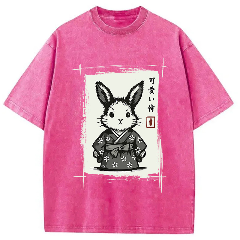 Modecanvas Woodcut Bunny Washed T-Shirt