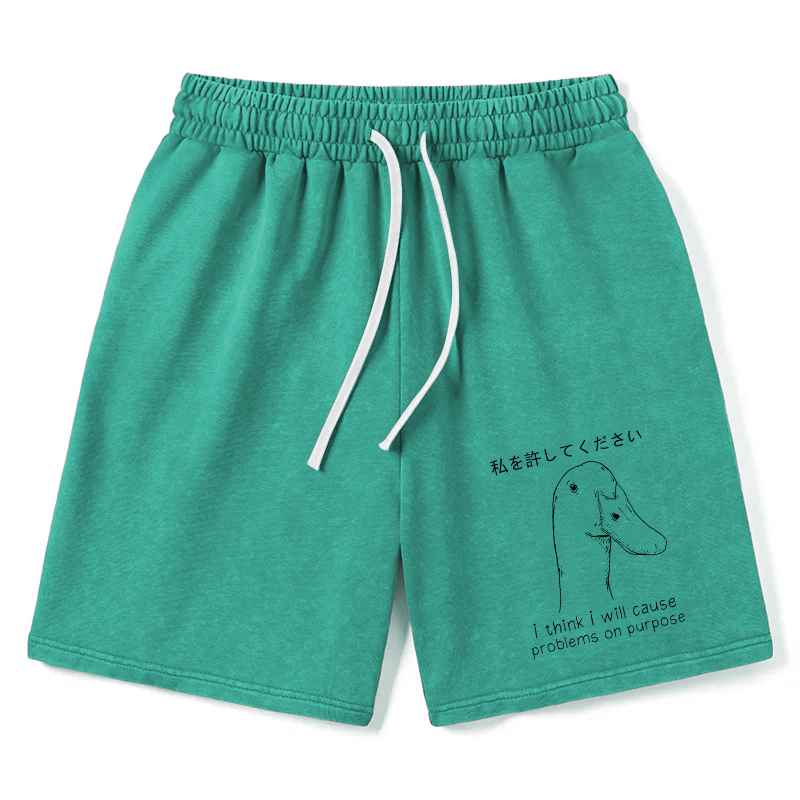 Modecanvas Stupid Goose Funny Washed Shorts