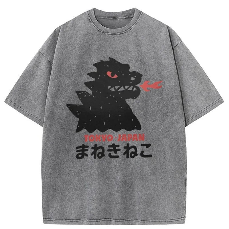 Modecanvas Japanese Fortune Cat Washed T-Shirt