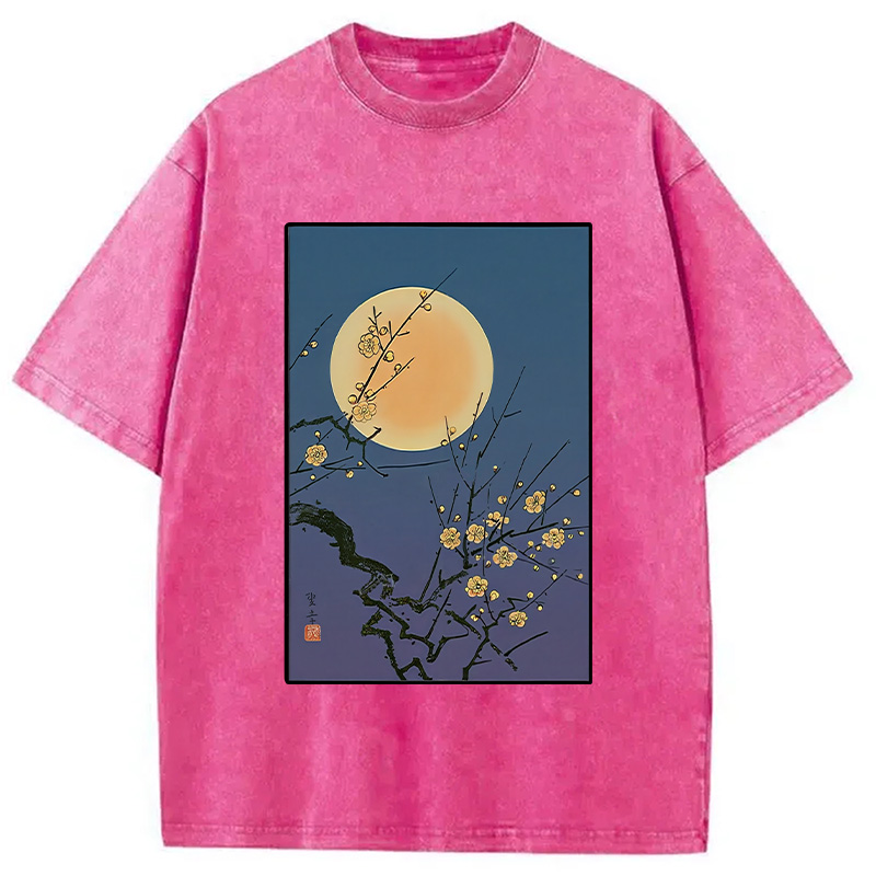 Modecanvas Vintage Moon Painting Washed T-Shirt