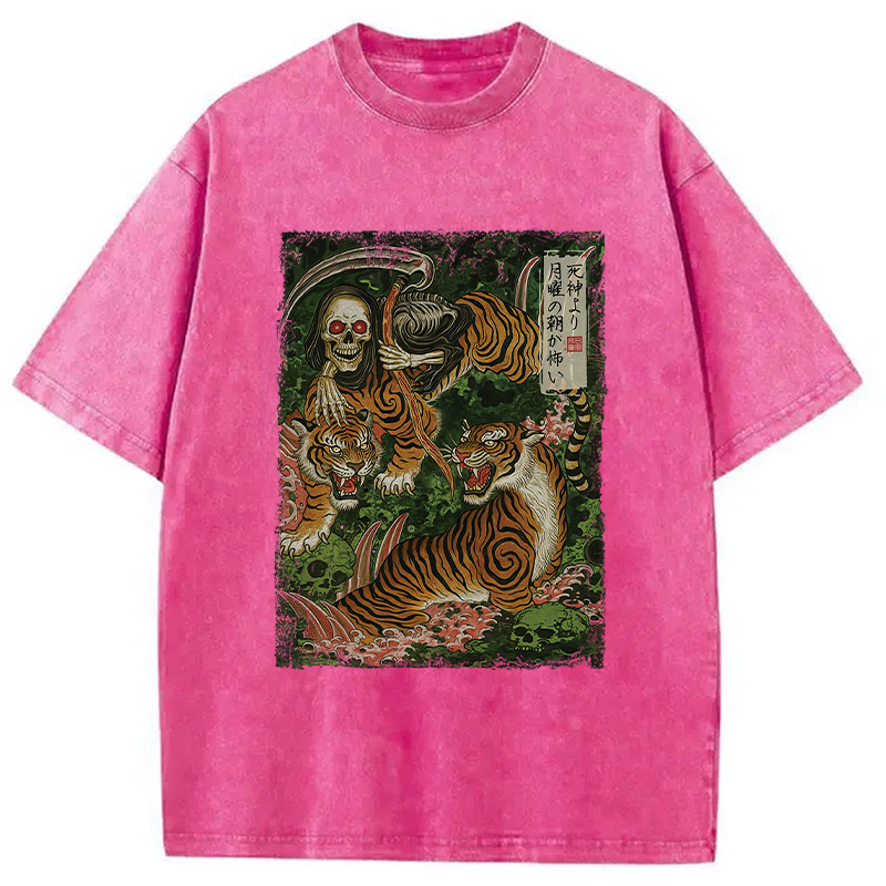 Modecanvas Death God And Tiger Washed T-Shirt