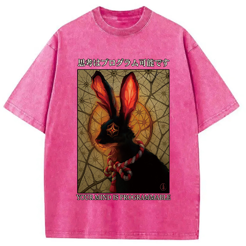Modecanvas Funny Mind Is Programmable Rabbit Washed T-Shirt