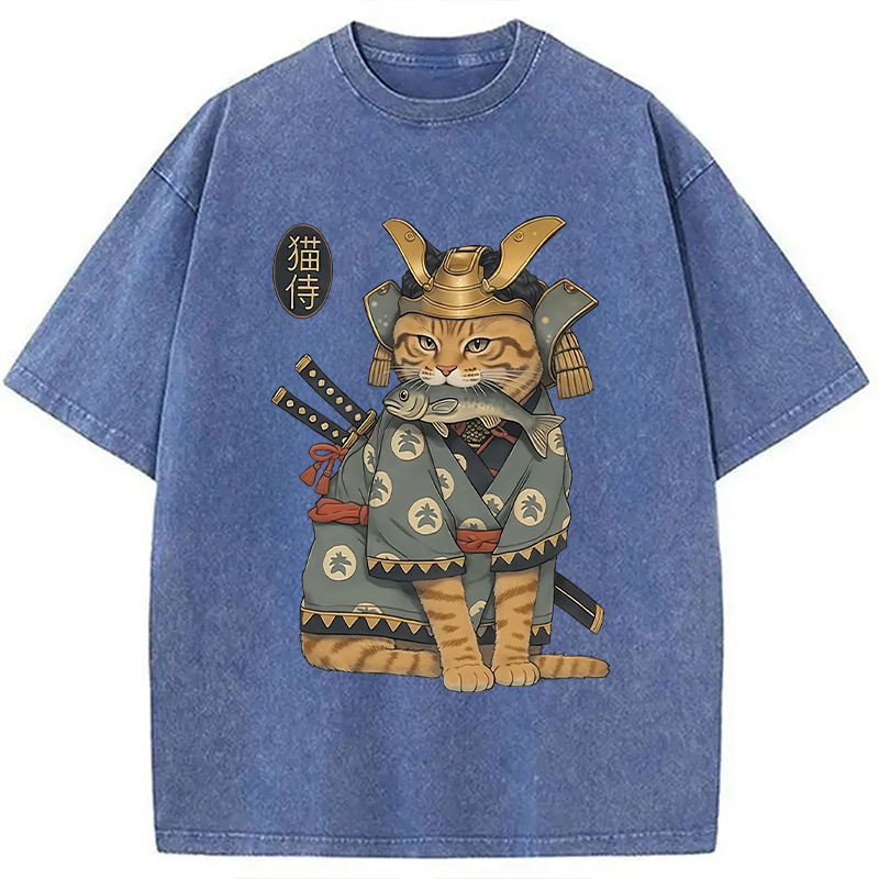 Modecanvas Cat Japanese Genera Washed T-Shirt