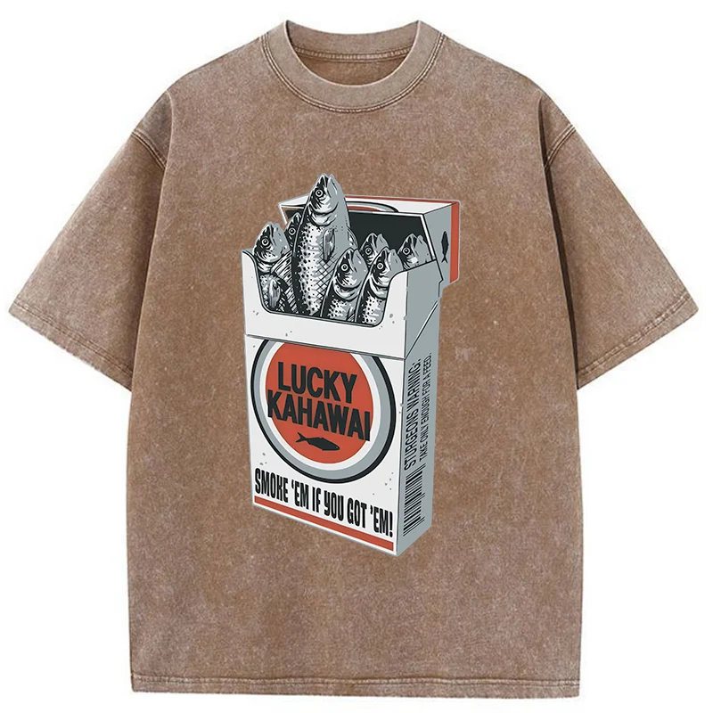 Modecanvas Japanese Lucky Kahawai Washed T-Shirt-modecanvas