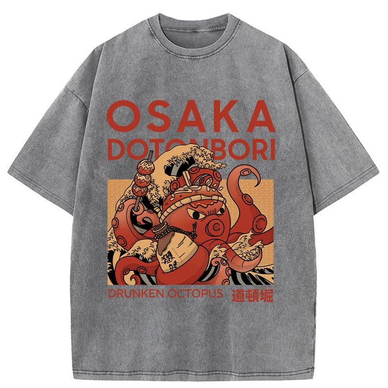 Modecanvas Osaka Octopus Monster Washed T-Shirt