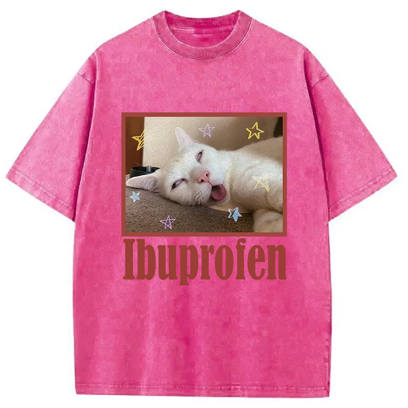 Modecanvas Buprofen Cat Meme Washed T-Shirt
