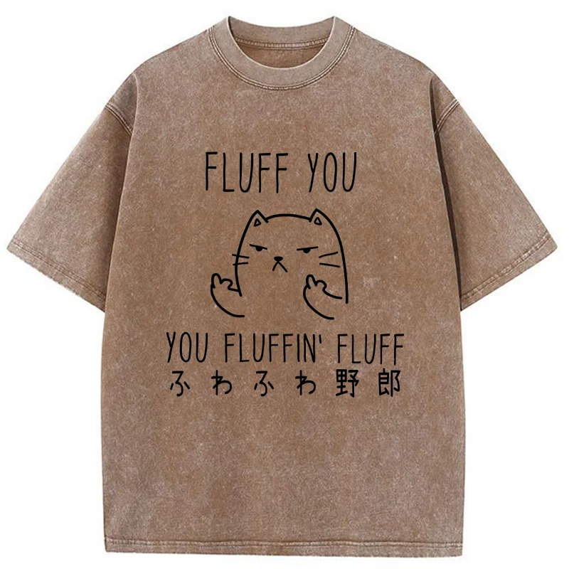 Modecanvas Fluff You Cat Washed T-Shirt