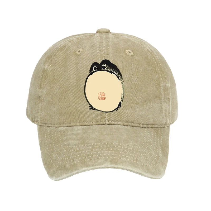 Modecanvas Grumpy Frog Japanese Washed Cap-modecanvas
