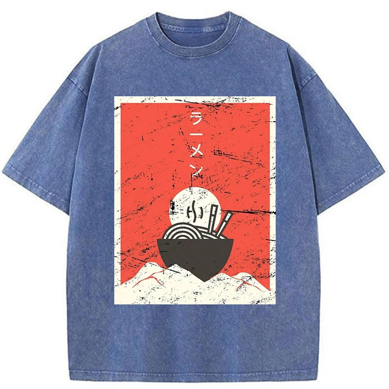 Modecanvas Vintage Japanese Anime Ramen Washed T-Shirt