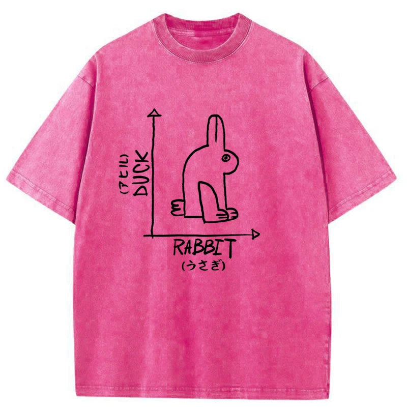 Modecanvas A Rabbit And A Duck Washed T-Shirt
