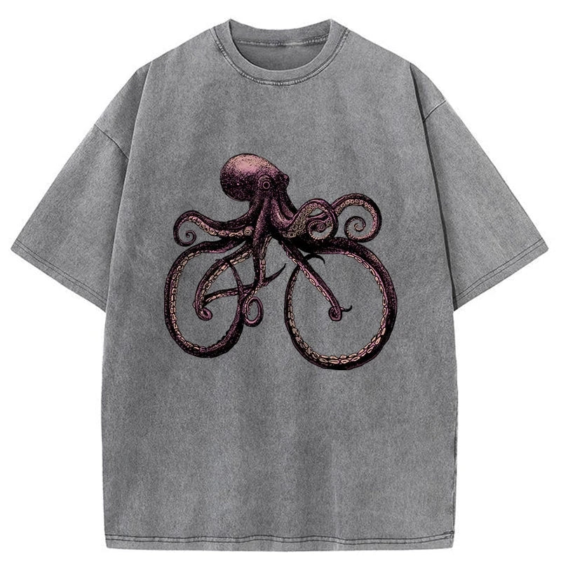 Modecanvas Japanese Octopus Bicycle Washed T-Shirt