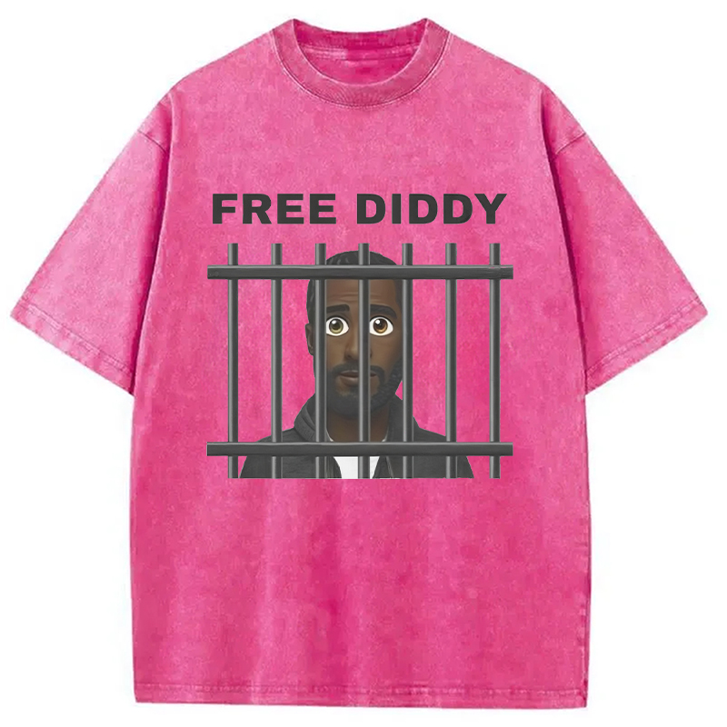 Modecanvas Original Free Diddy Funny Meme Washed T-Shirt