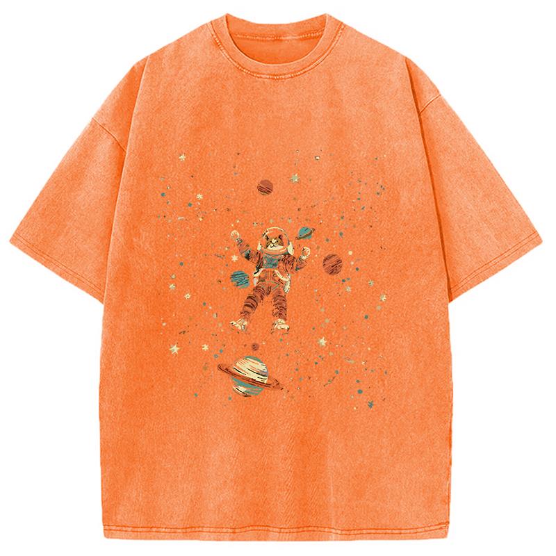 Modecanvas Nebula Explorer Cat Washed T-Shirt