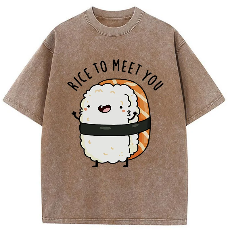 Modecanvas Greetings From Sushi Washed T-Shirt