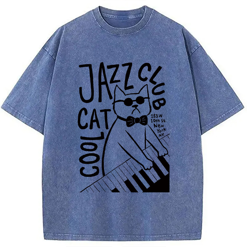 Modecanvas Jazz Cat Club Washed T-Shirt